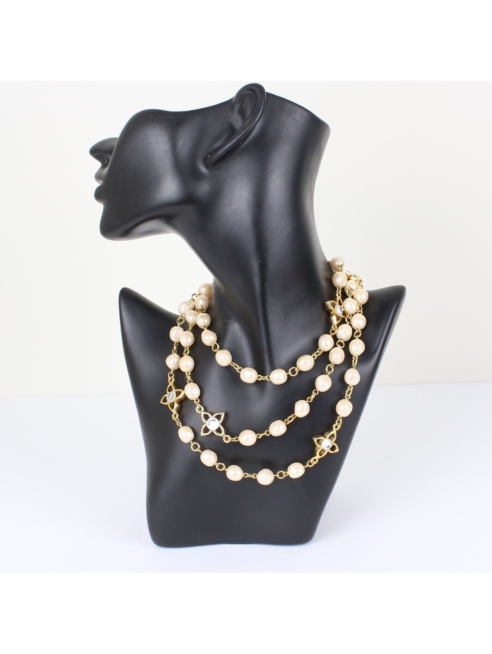 Vintage Joan Rivers Gold Tone Faux Pearl Multi Station Statement Necklace NIB